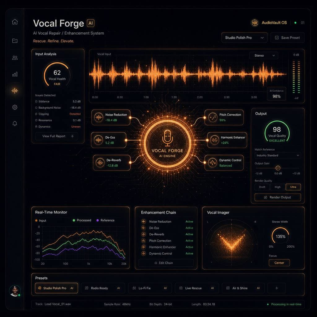 Vocal Forge AI vocal enhancement interface