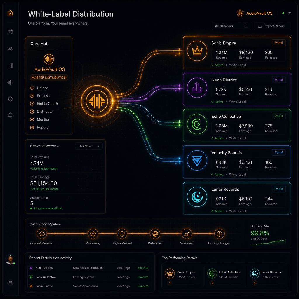 White-Label Distribution scalable infrastructure dashboard